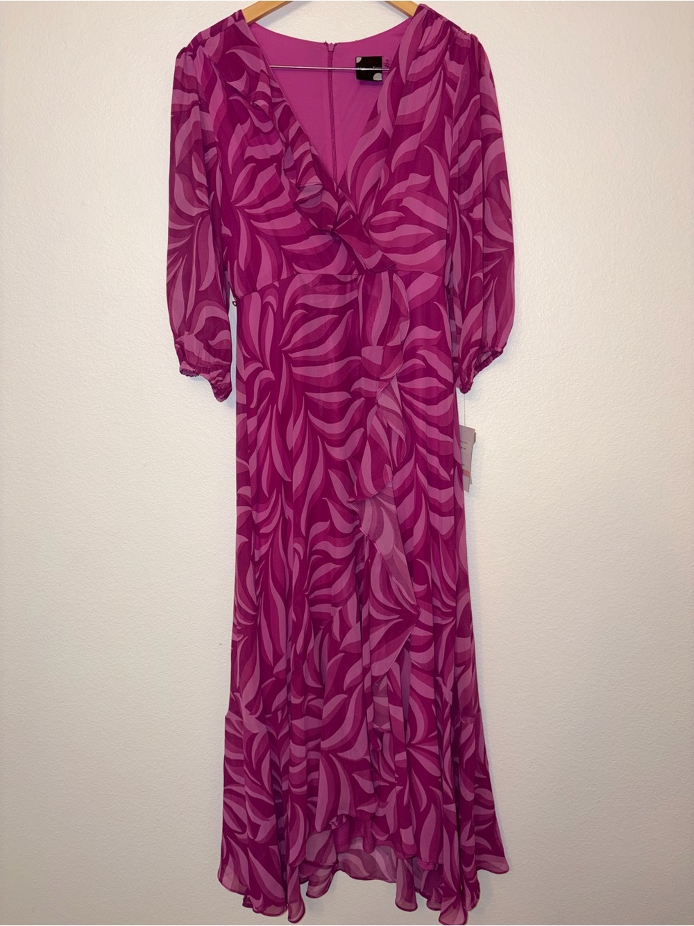 Maison Tara Pink & Purple Faux-Wrap Maxi Dress (NWT)
